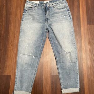 Distressed Light Blue Mom Jeans